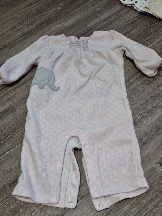 child of mine Other - child of mine Pink Fleece One-Piece with Gray Elephant Applique